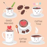 Set with cute coffee cups vector