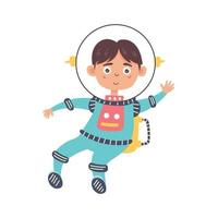 niño astronauta con traje y casco vector