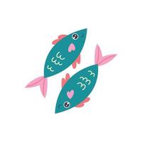 Pisces zodiac sign fish character vector