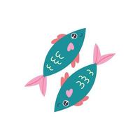 Pisces zodiac sign fish character vector