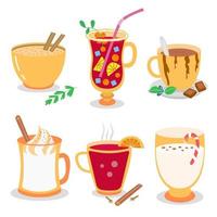 Set of Christmas holiday drinks vector