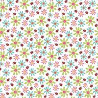 Seamless pattern of ladybug flowers. Vector background