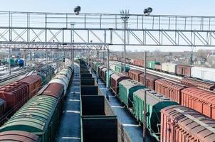 Passenger and freight rail transportation, railway industry.Cars on the platform. photo