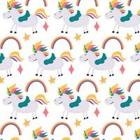 patrón mágico arcoiris y unicornio vector