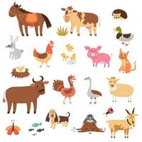 Set cartoon farm animals vector