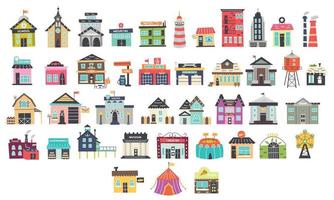 Set of vector cartoon children's buildings