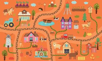 Autumn horizontal rustic farm map vector