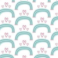 Seamless blue rainbow heart pattern vector