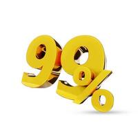 99  percent Golden symbol , 3D render photo
