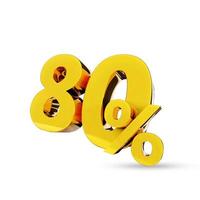 80  percent Golden symbol , 3D render photo