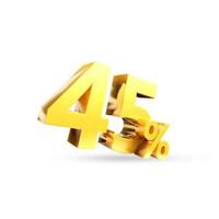 45 percent Golden symbol , 3D render photo