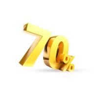 70 percent Golden symbol , 3D render photo