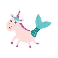 Capricorn zodiac sign Unicorn with a fish tail animal character vector