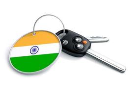 Car keys with India flag as keyring. photo