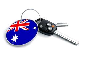 llaves de auto con bandera de australia como llavero. foto