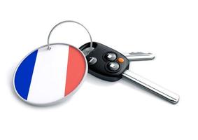 Car keys with France flag as keyring. photo