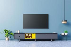 tv led en la pared oscura de la sala de estar, diseño minimalista. foto