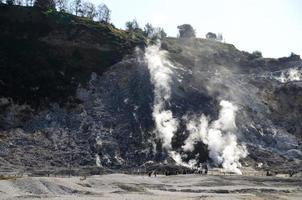 crater with smoke in Naples photo