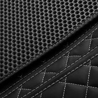 textura de fondo de cuero negro con patrón cuadrado y puntada, macro foto