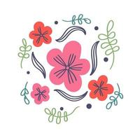 T-shirt print flowers and leaves vector