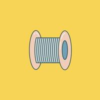 Coil of wire, thread, alloy, rope in a coil. Outline drawing. Flat style vector