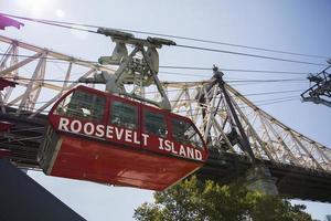New York, USA, 2017 - Detail of Roosevelt Island Tramway in New York. It  is the first commuter aerial tramway in North America, opened in 1976 photo