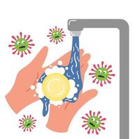 Hand washing with soap vector