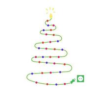 Christmas tree made of garlands. Luminous Christmas tree with plug for outlet. An alternative to a traditional Christmas tree vector