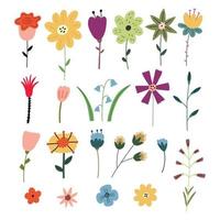 Set naive forest decorative flowers vector