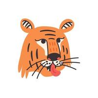 cabeza de tigre naranja y negro con lengua vector