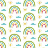 colorido patrón de arco iris con sol y nubes