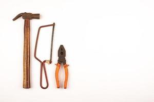 tools on white background with space for text, Happy Labour Day. photo