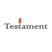 Testament icon text logo with orange flame candle in black and white color vector