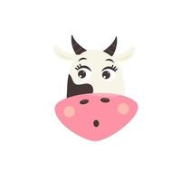 The face of a cute surprised cow vector