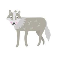 lobo gris de carácter vectorial de dibujos animados vector