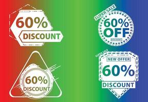 60 percent off new offer logo and icon design template vector