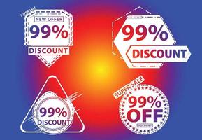 99 percent off new offer logo and icon design template vector