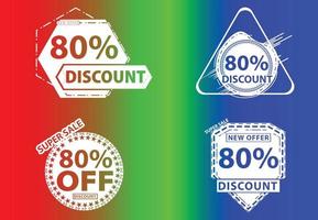 80 percent off new offer logo and icon design template vector