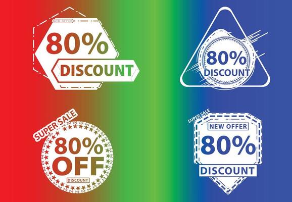 80 percent off new offer logo and icon design template