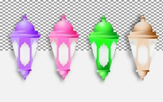 Colección de linternas 3d de 4 colores vector
