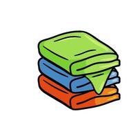 Folded towel or cloth. Outline drawing. vector