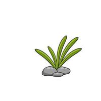 Grass and stone. Element of landscape. vector