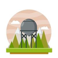 Water tower. Communication system of small town. vector