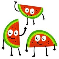 Watermelon. Funny character. The summer food. Flat cartoon isolated on white vector