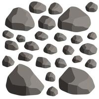 Natural wall stones and smooth and rounded grey rocks. vector