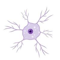 Blue neuron cell. Brain activity and dendrites. vector
