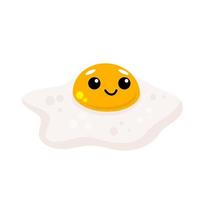 Scrambled egg with cute face. Healthy Breakfast. vector