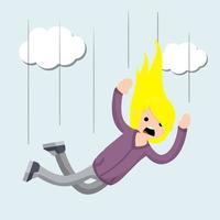 Cartoon flat illustration - screaming woman falls from height vector