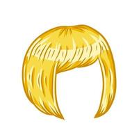 Women hairstyle. Blonde Hair on head. Trendy modern haircuts girl - bob cut vector
