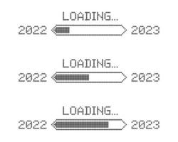 Set pixel progress bar showing loading of 2022 year on white background. Vector